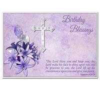 Christian Bible Verse Birthday Card - Religious Blessings - Faith in God Greetings - Special Holy Wishes - Him Her Children Sister Wife Brother Friend - Blank Inside to write your own Message - Cross