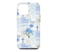 Christian Bible Verse Blue Floral Cross Faith Collage Art Case for iPhone 12 Pro Max