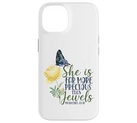 Christian Bible Verse Butterfly Rose Flower Proverbs 31:10 Case for iPhone 14