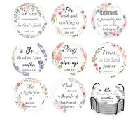Christian Bible Verse Coasters 8 Pcs Christians Church Cup Coasters Absorbent Christians Coaster Bar Coaster for Drinks Coffee Table House Gifts Without Storage Rack (Christian)