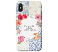 Christian Bible Verse Cute Summer Flower Patchwork Quilting Case for iPhone X/XS