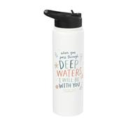 Christian Bible Verse Deep Waters Isaiah 43:2 Stainless Steel Insulated Water Bottle
