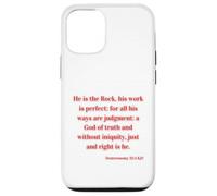 Christian Bible Verse Deuteronomy 32:4 KJV The Rock His Work Case for iPhone 12/12 Pro