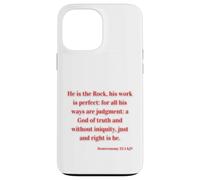 Christian Bible Verse Deuteronomy 32:4 KJV The Rock His Work Case for iPhone 13 Pro Max