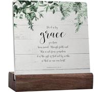 Christian Bible Verse Ephesians 2:8-9 Ceramic Table Sign Desk Decor,Christian Decor,Christian Home Decor,Bible Verse Decor, 4x4 inch, style-9