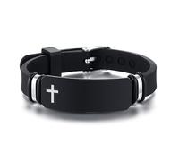 Christian Bible Verse Faith Bracelet - Personalised Religious Cross Jesus Scripture Quote Silicone Bracelets Prayer Christening Gift for Boys Men Christmas Inspirational Wristband (other engraving)