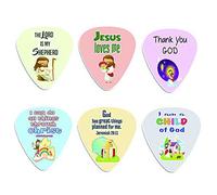 Christian Bible Verse Guitar Picks for Kids (12-pack) - FREE 1 Cute Guitar Pick Holder Wallet - Stocking Stuffers for Birthday Easter Sunday School Thanksgiving Christmas