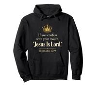 Christian Bible Verse Jesus Is Lord Romans 10:9 Gift Pullover Hoodie