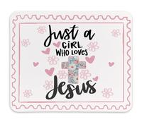 Christian Bible Verse Mouse Pad,Preppy Cute Christian Gifts for Women,Just a Girl Who Loves Jesus,Non-Slip Rubber Base Mousepads for Home Office Dorm Desk Decor,11.8" x 9.8"
