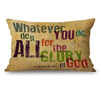 Christian Bible Verse Pillow Covers 12" x 20" Lumbar Pillow Covers Home Decorative Cotton Linen Cushion Case for Sofa Couch Housewarming Gifts Family Room Décor