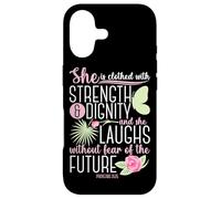 Christian Bible Verse Proverbs 31:25 Rose Flower Case for iPhone 17