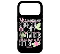 Christian Bible Verse Proverbs 31:25 Rose Flower Case for iPhone 17 Pro Max