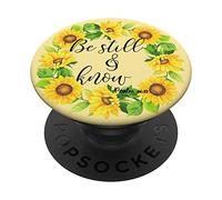 Christian Bible Verse Psalms 46:10 Yellow Floral Gift PopSockets Swappable PopGrip