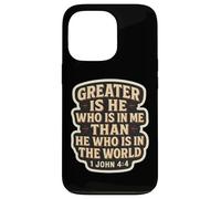 Christian Bible Verse Quote Jesus Greater Is He Who Is In Me Case for iPhone 13 Pro