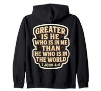Christian Bible Verse Quote Jesus Greater Is He Who Is In Me Zip Hoodie