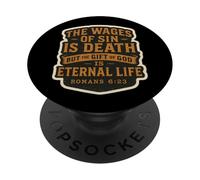Christian Bible Verse Quote The Wages Of Sin Is Death Mens PopSockets Adhesive PopGrip