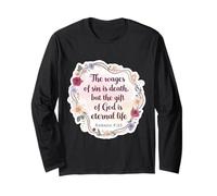 Christian Bible Verse Quote The Wages of Sin is Death Womens Long Sleeve T-Shirt