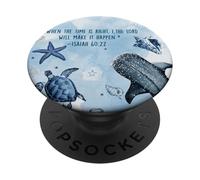 Christian Bible Verse Summer Sea Whale Shark Turtle Coastal PopSockets Adhesive PopGrip