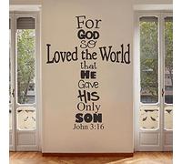 Christian Bible Verse Wall Decal with Cross Design, Large 28x37 Inch Religious Art for Home and Church, Inspirational Faith Decor, Blac