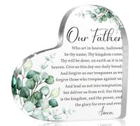 Christian Bible Verses Acrylic Heart Decorative Sign Plaques Our Father Prayer Gifts for Women Men, The Lords Prayer Religious Gifts Scripture Present for Friends Mom, Inspirational Present