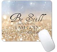 Christian Bible Verses Mouse Pad, Square Waterproof Non-Slip Rubber Base MousePad for Office Laptop, 9.4"x7.9" (Be Still)