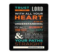 Christian Bible Verses Scripture Quotes Proverbs 3:5 Mouse Pad, Trust In The With All Your Heart Mouse Pads Vintage Old Floral Wood Design Mat 7.9X9.4 Inch