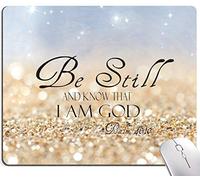 Christian Bible Verses Square Waterproof Mouse Pad Non-Slip Rubber Base MousePads for Office Laptop,11.8"x9.8"(Be Still)
