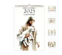Christian Bible Wall Calendar 2025-12 Months Wire-Bound, Scenic Watercolour Landscape Planner with Hooks, Monthly Font Inspired for Home, Church and Office