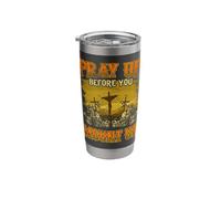 Christian Biker Saved Cross Motorcycle Pray Before Mount Up Stainless Steel Insulated Tumbler
