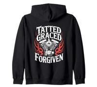 Christian Biker Tatted Graced Forgiven Zip Hoodie