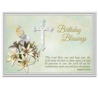 Christian Birthday Card - Religious Blessings - Faith in God Greetings - Special Holy Wishes - Him Her Children Sister Wife Brother Friend - Blank Inside to Write own Message - Cross Bible Verse