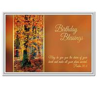 Christian Birthday Card - Religious Blessings - Faith in God Greetings - Special Holy Wishes - Him Her Children Sister Wife Brother Friend - Blank inside to write own message - Autumn Forest