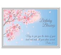 Christian Birthday Card - Religious Blessings - Faith in God Greetings - Special Holy Wishes - Him Her Children Sister Wife Brother Friend - Blank Inside to Write own Message - Spring Cherry Blossom