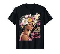 Christian Black Woman Religious Rooted Faith Power Queen T-Shirt