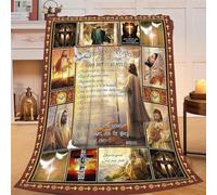 Christian Blanket Inspirational Scripture Religious Spiritual Jesus Prayer Faith Throw Blanket Catholic Gifts for Adults Women Men Super Soft Cozy Plush Fluffy Fuzzy Fleece Blanket Decor 40''X50''