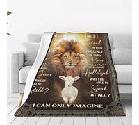 Christian Blanket Lion and Lamb Decor Throw Blanket lion of Judah Religious Faith Prayer Blanket Catholic Inspirational Gifts for Women Men Warm Soft Plush Fleece Flannel Blanket for Adult Kid 80"X60"