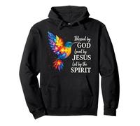 Christian Blessed By God Loved By Jesus Floral Hummingbird Pullover Hoodie