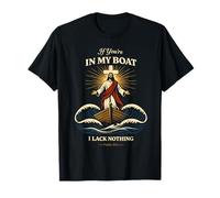 Christian Boat Faith Design Psalm 23:1 Jesus Waves Religious T-Shirt
