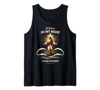 Christian Boat Faith Design Psalm 23:1 Jesus Waves Religious Tank Top