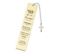 Christian Bookmark,Bible Book Mark with Cross Pendant,Religious Bookmarks for Men,Women,Reading Reward, Church Supplies,Communion,Thanksgiving (Crown)