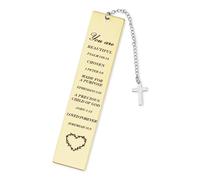 Christian Bookmark,Bible Book Mark with Cross Pendant,Religious Bookmarks for Men, Women, Reading Reward, Church Supplies,Communion,Thanksgiving (Heart)