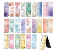 Christian Bookmarks - 24PCS Bible Bookmarks, Christian Gifts for Women, Floral Design Magnetic Bookmark, Book Markers for Womens Bible, Double Sided Magnet Book Markers for Reading Women Teachers