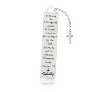 Christian Bookmarks - Bible Bookmarks, Christian Gifts for Women, Christian Gifts, Inspirational Bible Verse Bookmark Be Strong, Courageous Cross Charm Women Men Religious for Christmas Thanksgiving