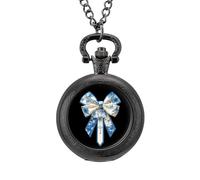 Christian Bow Men's Pocket & Fob Watches Silent Ticking Quartz Alloy Chain Watch for Daily Use Black-Style