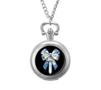 Christian Bow Men's Pocket & Fob Watches Silent Ticking Quartz Alloy Chain Watch for Daily Use Silver-Style