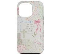 Christian Bow Pink Cross Floral Collage Bible Verse Jesus Case for iPhone 13 Pro