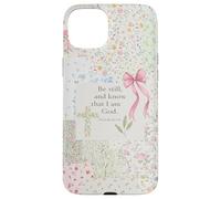 Christian Bow Pink Cross Floral Collage Bible Verse Jesus Case for iPhone 15 Plus