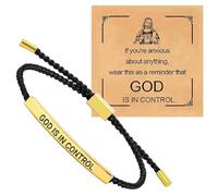 Christian Bracelet - God Controls Everything Motivational Bracelet | Faith Based Adjustable Jewelry | Stainless Steel Cord, Handmade Christian Gift For Women Men, Religious Birthday Present