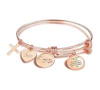 Christian Bracelet I Can Do All Things Through Christ Who Strengthens Me Philippians 4:13 Expandable Rose Gold Bangle Religious Jewelry Inspirational Gift (I Can Do All)
