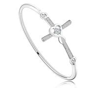 Christian Bracelet Infinity Love Heart God Cross Bracelet Cross Bangle Religious Gift for Women, 5 Inch, Metal